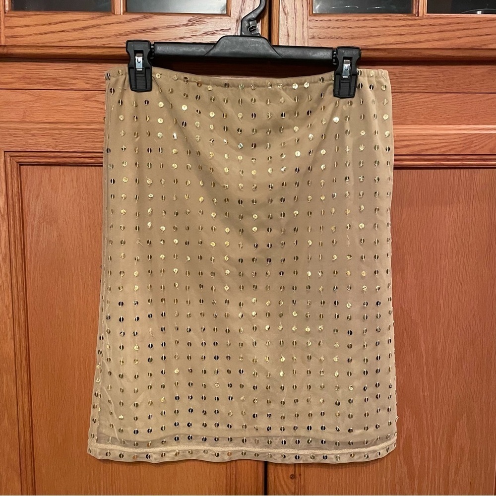 “Tommy jeans” Hilfiger gold with sequins midi 
skirt size small
